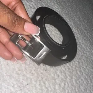 Prada | Accessories | Prada Elegant Black Leather Belt With  display picture 1